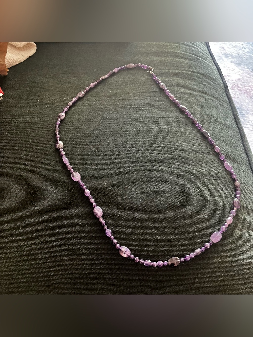 Vintage Natural Amethyst Beaded Necklace 39" Long Faceted & Round Purple Stone